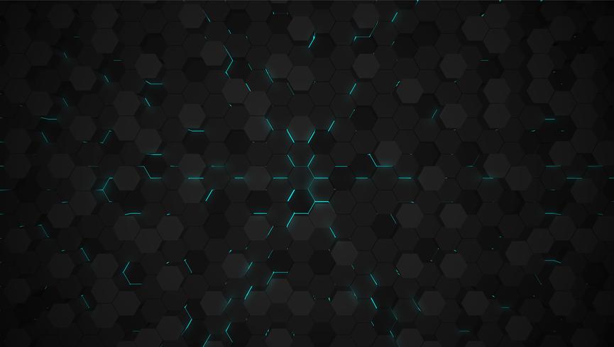 Blue 3D hexagon tech background, vector illustration