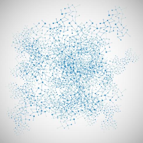 Abstract polygonal background with connected dots and lines, connection structure, futuristic hud, vector illustration