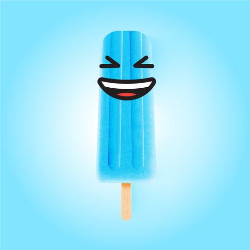 Emoticonos divertidos en ilustración de helado realista, ilustración vectorial vector