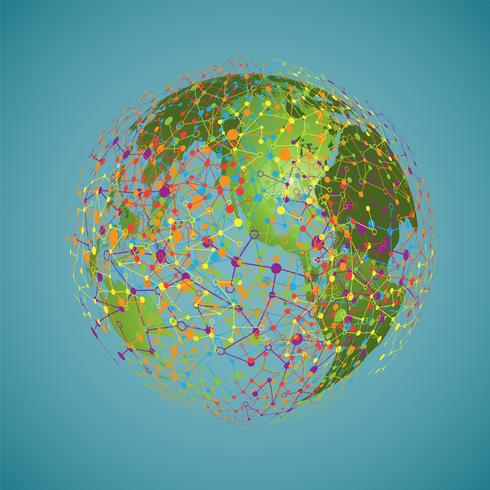 Globo del mundo sobre un fondo azul, ilustración vectorial vector