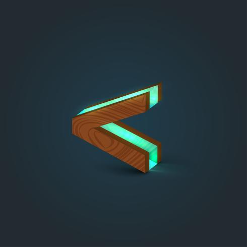 3D, realistic, glass and wood character from a typeface, vector