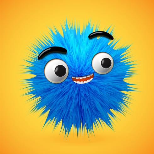 High-detailed 3D fur smiley emoticon, vector illustration