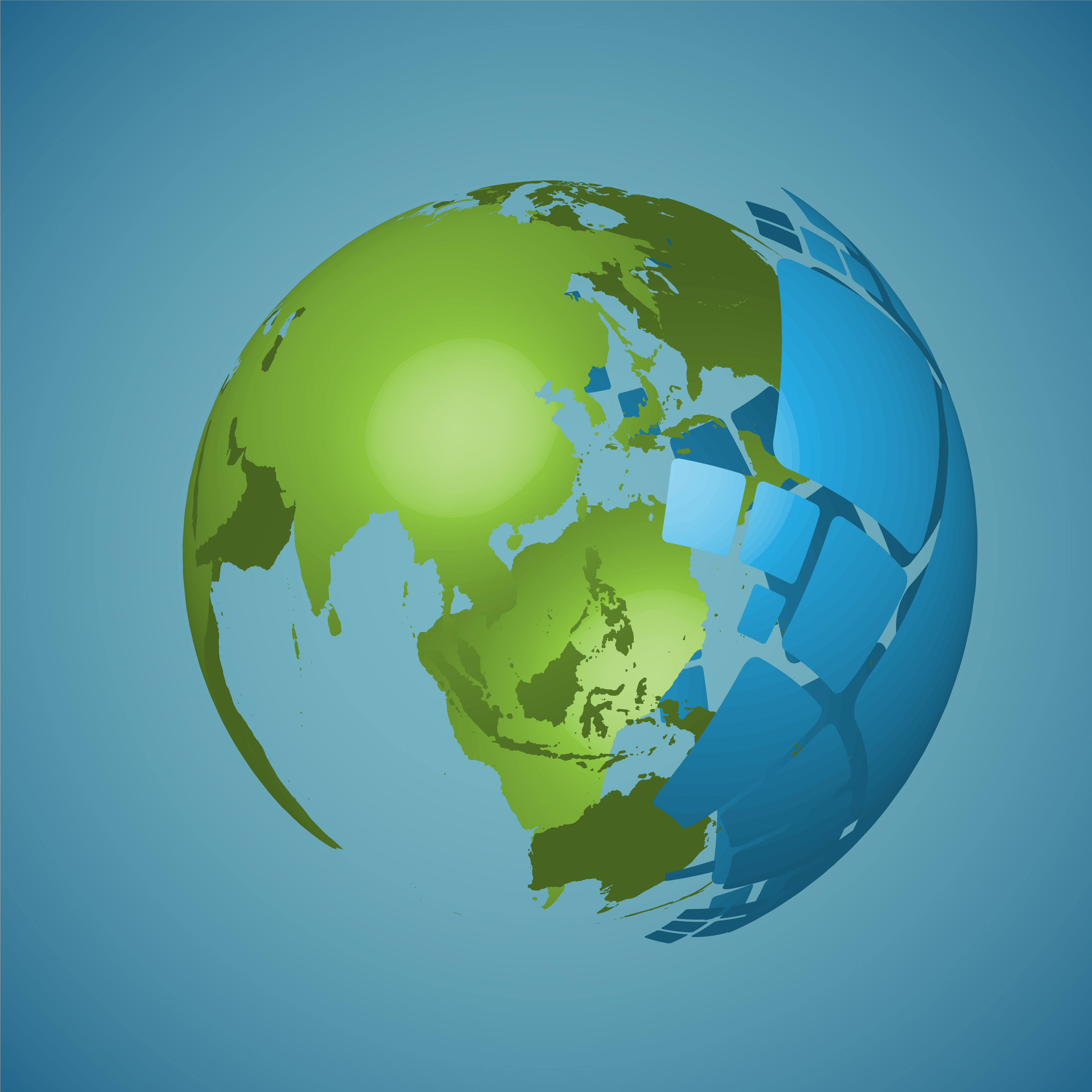 World globe on a blue background, vector illustration 311867 Vector Art