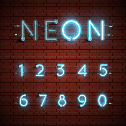 High detailed neon font set, vector illustration