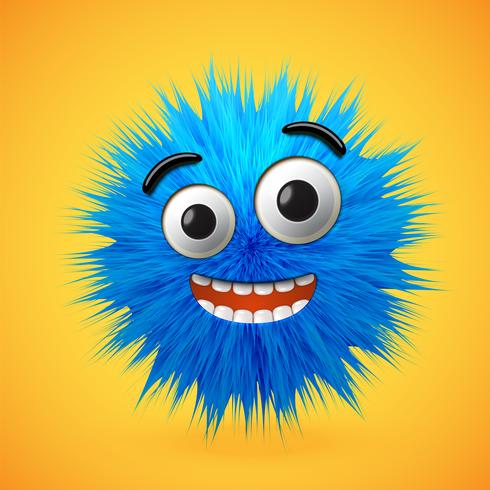 High-detailed 3D fur smiley emoticon, vector illustration