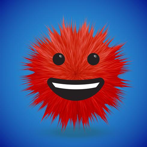 High-detailed 3D fur smiley emoticon, vector illustration