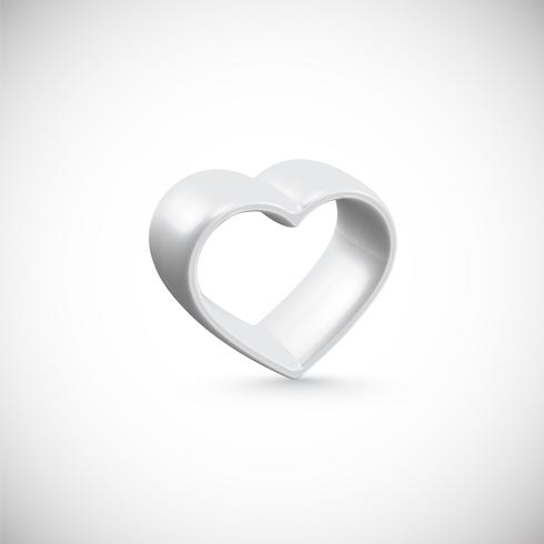 Marco 3D corazón blanco, ilustración vectorial vector