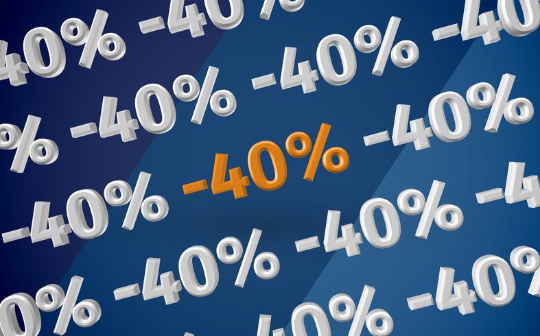3D sale illustration with percentage, vector