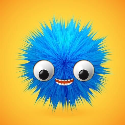 High-detailed 3D fur smiley emoticon, vector illustration