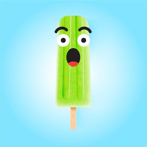 Funny emoticons on realistic icecream illustration, vector illustration