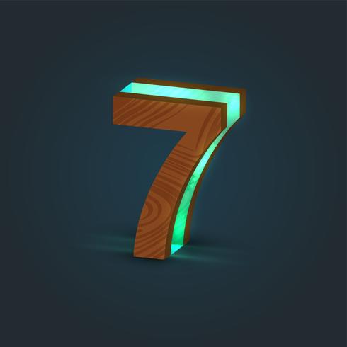 3D, realistic, glass and wood character from a typeface, vector