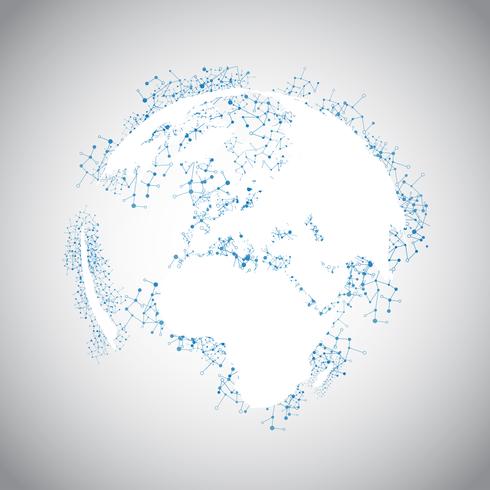 Dotted world with connections, vector illustration