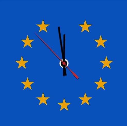 Ilustración con reloj para BREXIT - Gran Bretaña que abandona la UE, vector