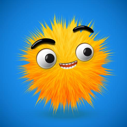 High-detailed 3D fur smiley emoticon, vector illustration