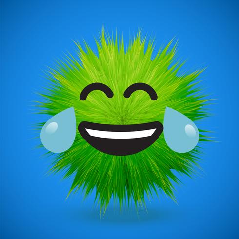 High-detailed 3D fur smiley emoticon, vector illustration