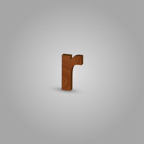 Realistic wood character from a typeset, vector illustration