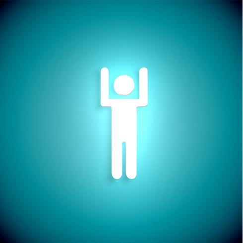 Stand out from the crowd glowing man with raised hand, vector illustration