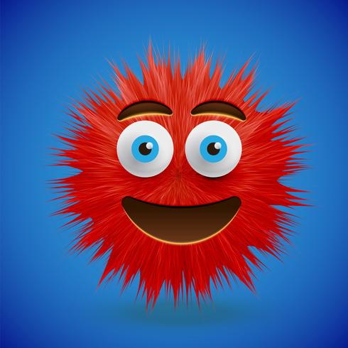 High-detailed 3D fur smiley emoticon, vector illustration