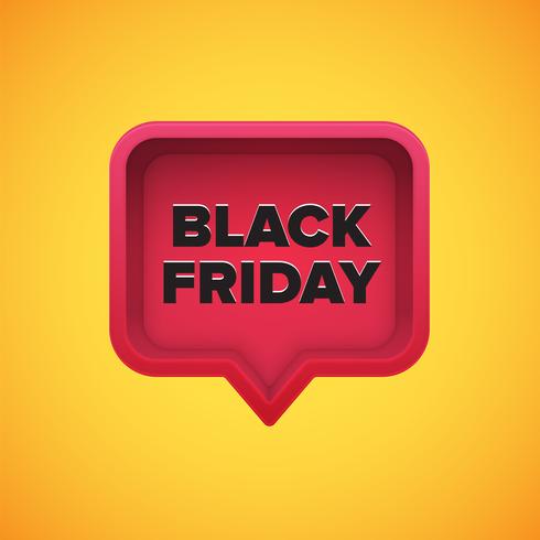 High-detailed red speech bubble with 'BLACK FRIDAY' title, vector illustration