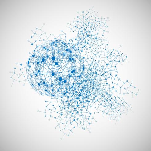 Abstract polygonal background with connected dots and lines vector