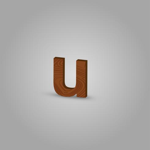 Realistic wood character from a typeset, vector illustration
