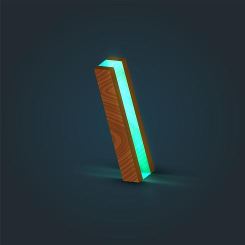 3D, realistic, glass and wood character from a typeface, vector