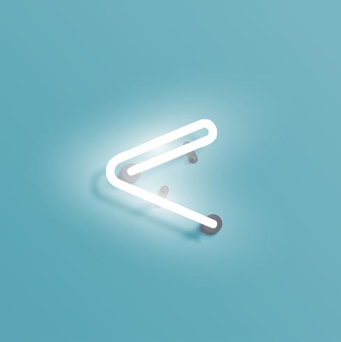 Realistic neon character from a fontset, vector illustration