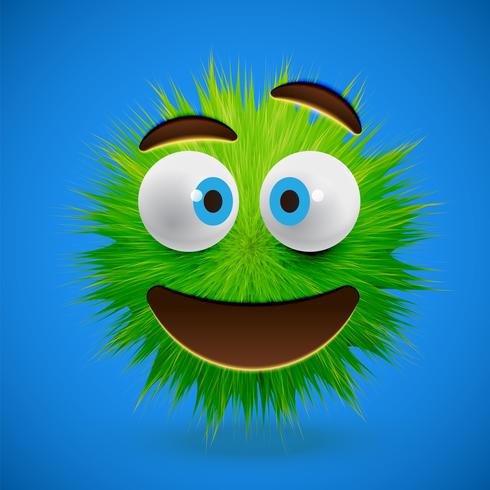 High-detailed 3D fur smiley emoticon, vector illustration