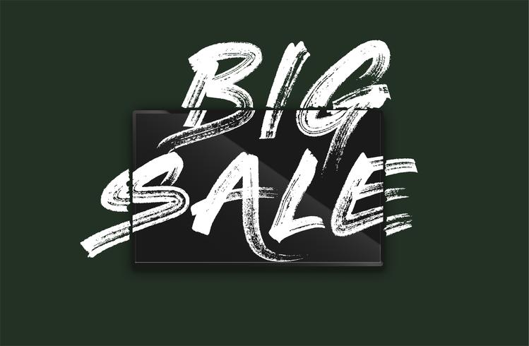 High-detailed notebook with painted 'BIG SALE' on the screen, vector illustration