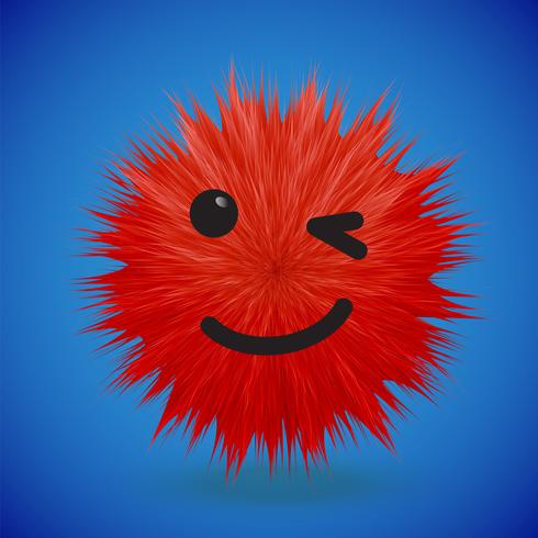 High-detailed 3D fur smiley emoticon, vector illustration