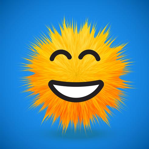 High-detailed 3D fur smiley emoticon, vector illustration