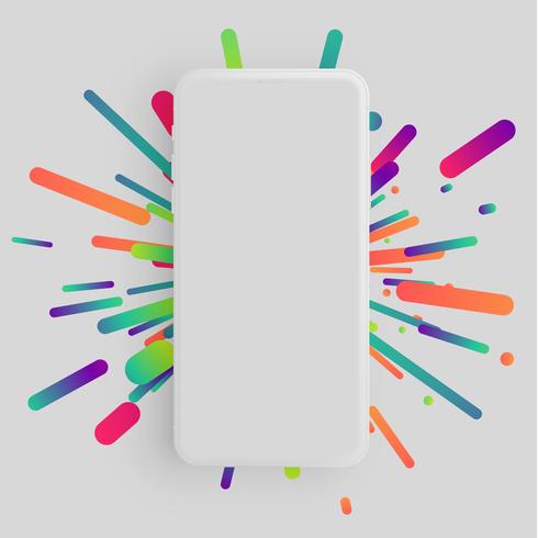 Realistic matte smartphone with colorful background vector