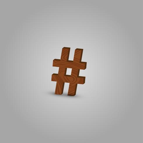 Realistic wood character from a typeset, vector illustration