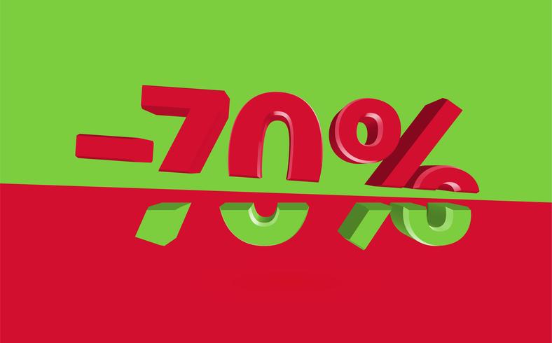 3D sale illustration with cut percentage, vector