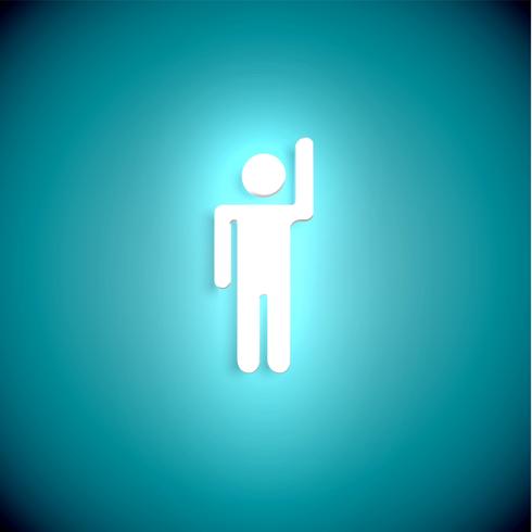 Stand out from the crowd glowing man with raised hand, vector illustration