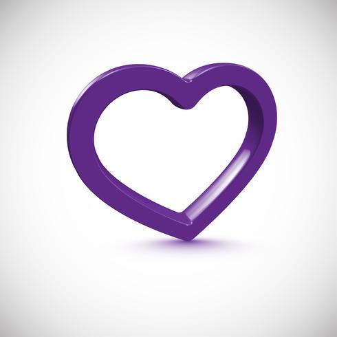 Purple 3D heart frame, vector illustration