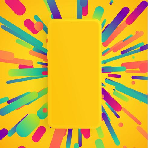 Realistic matte smartphone with colorful background vector