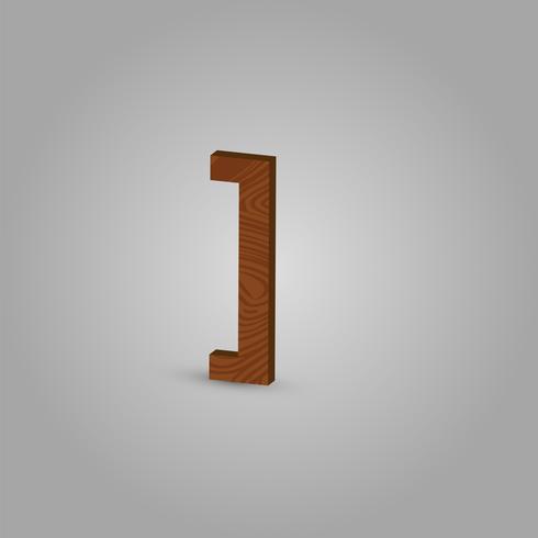 Realistic wood character from a typeset, vector illustration