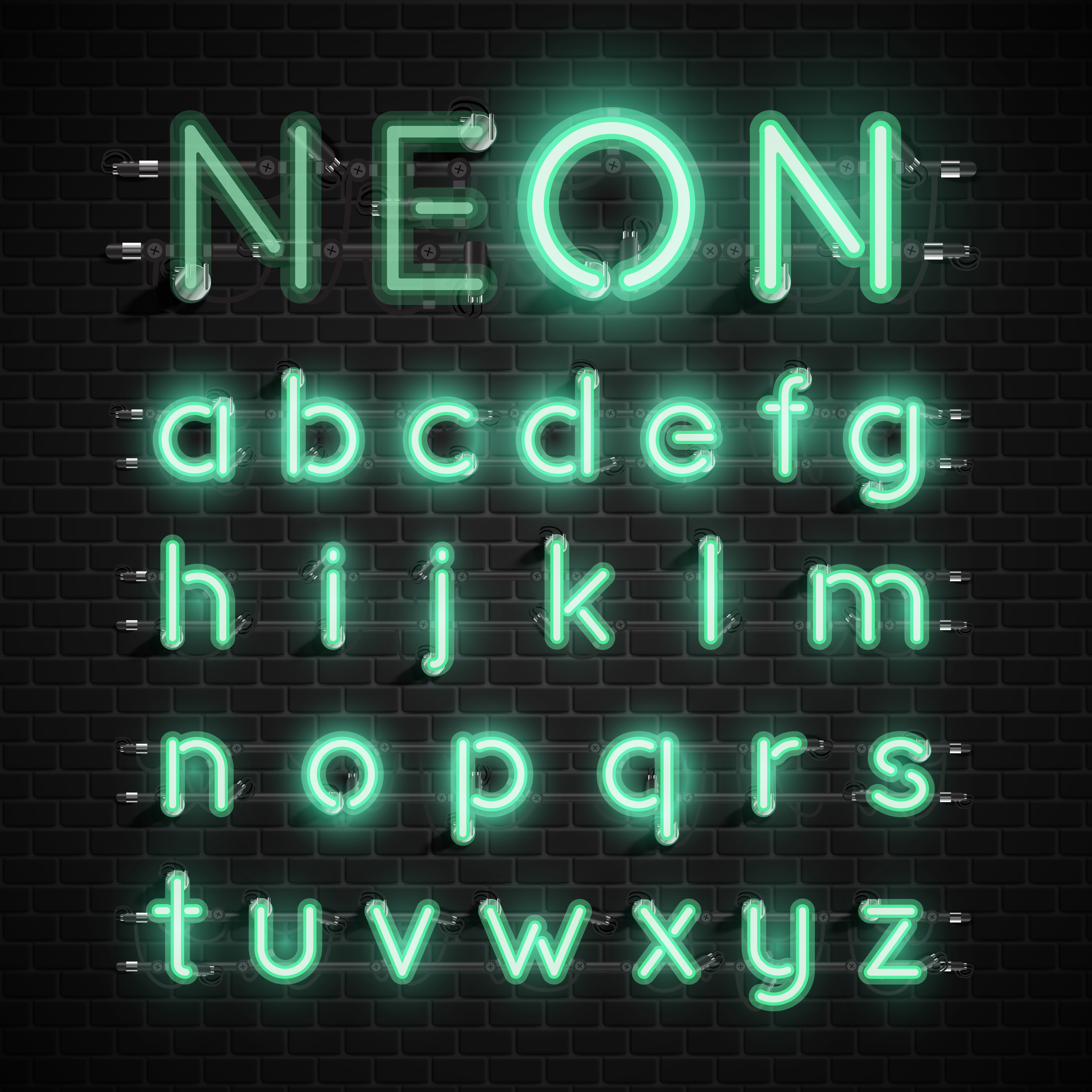 Download High detailed neon font set, vector illustration 312439 ...