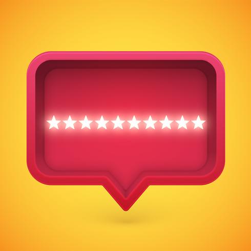 Glowing rating stars in speech bubble, vector illustration