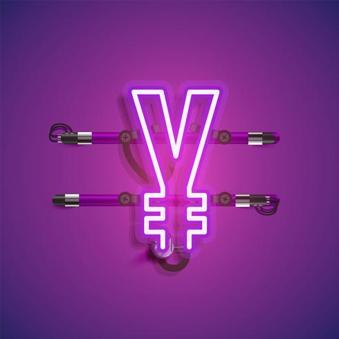 Realistic neon character with wires and console, vector illustration