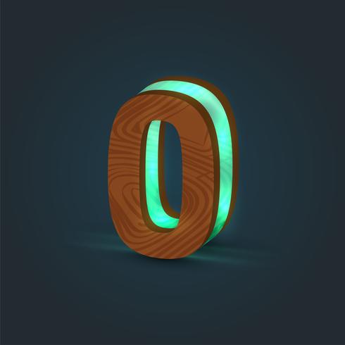 3D, realistic, glass and wood character from a typeface, vector