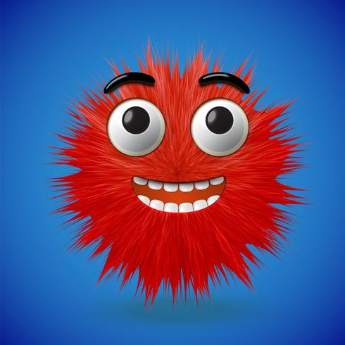 High-detailed 3D fur smiley emoticon, vector illustration