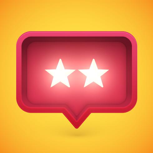 Glowing rating stars in speech bubble, vector illustration