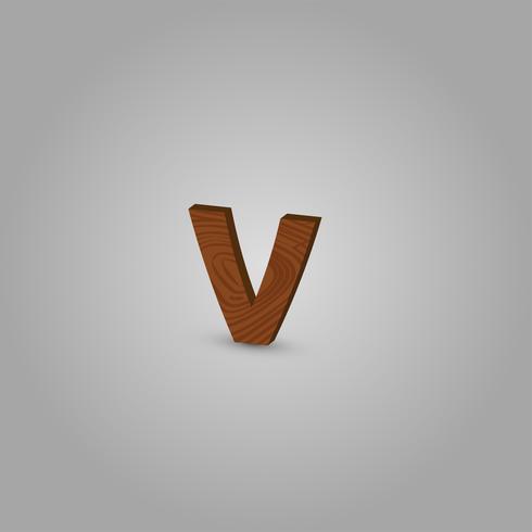 Realistic wood character from a typeset, vector illustration
