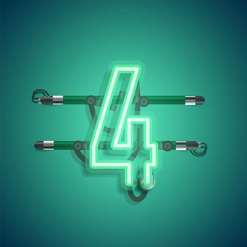 Realistic neon character with wires and console, vector illustration