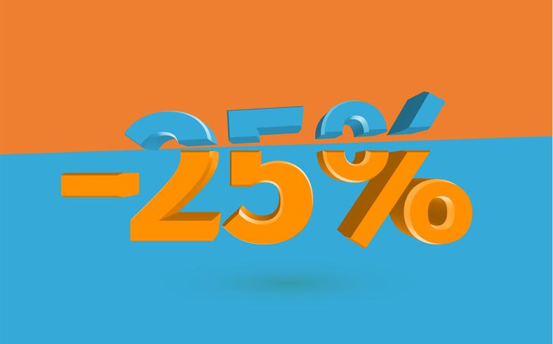 3D sale illustration with cut percentage, vector