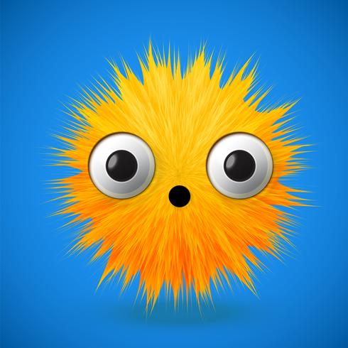 High-detailed 3D fur smiley emoticon, vector illustration