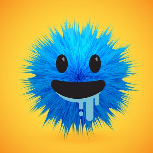 High-detailed 3D fur smiley emoticon, vector illustration