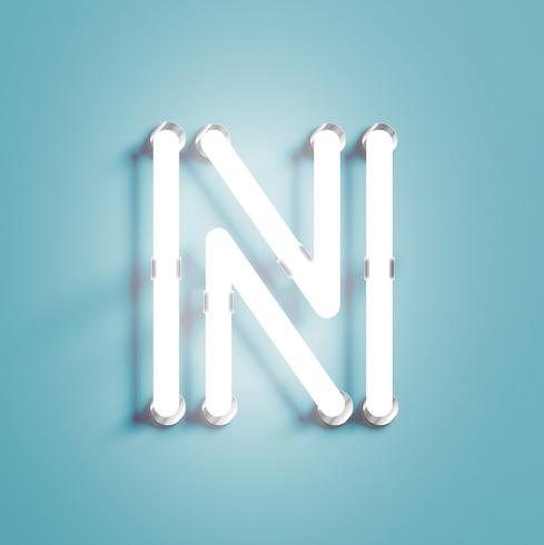 Realistic neon character from a fontset, vector illustration